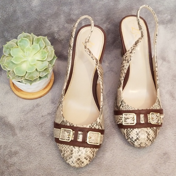Life Stride Shoes - LIFE STRIDE Snake Skin Sling Back Sandal Heels